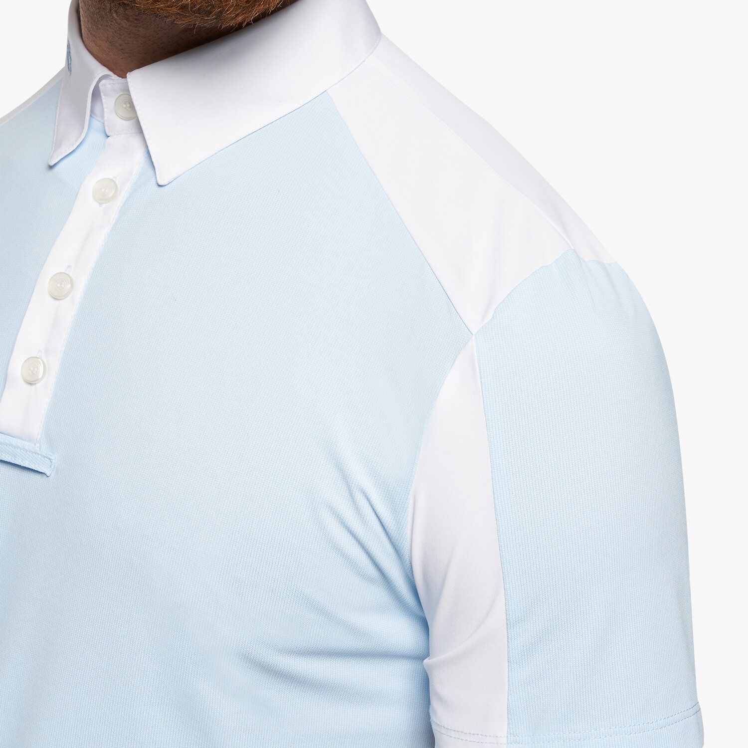 Cavalleria Toscana Men's competiontion polo in piquè with jersey insert LIGHT BLUE SQUARE-5