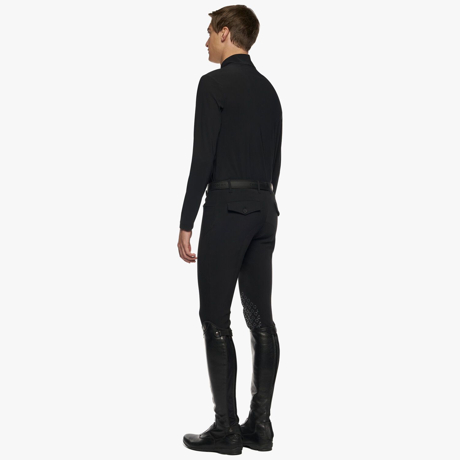 Cavalleria Toscana Men’s performance jersey base layer with a zip BLACK-3