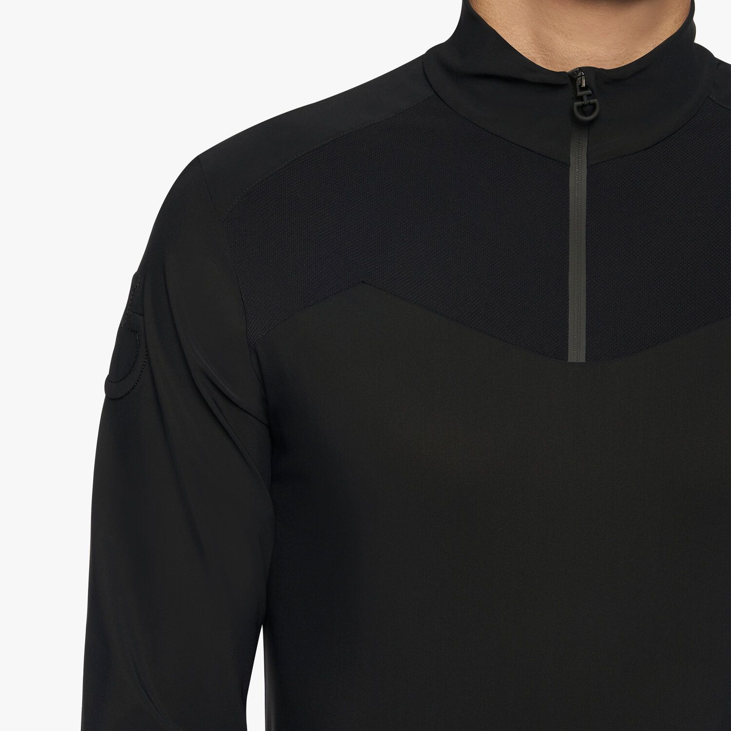 Cavalleria Toscana Men’s performance jersey base layer with a zip BLACK-5