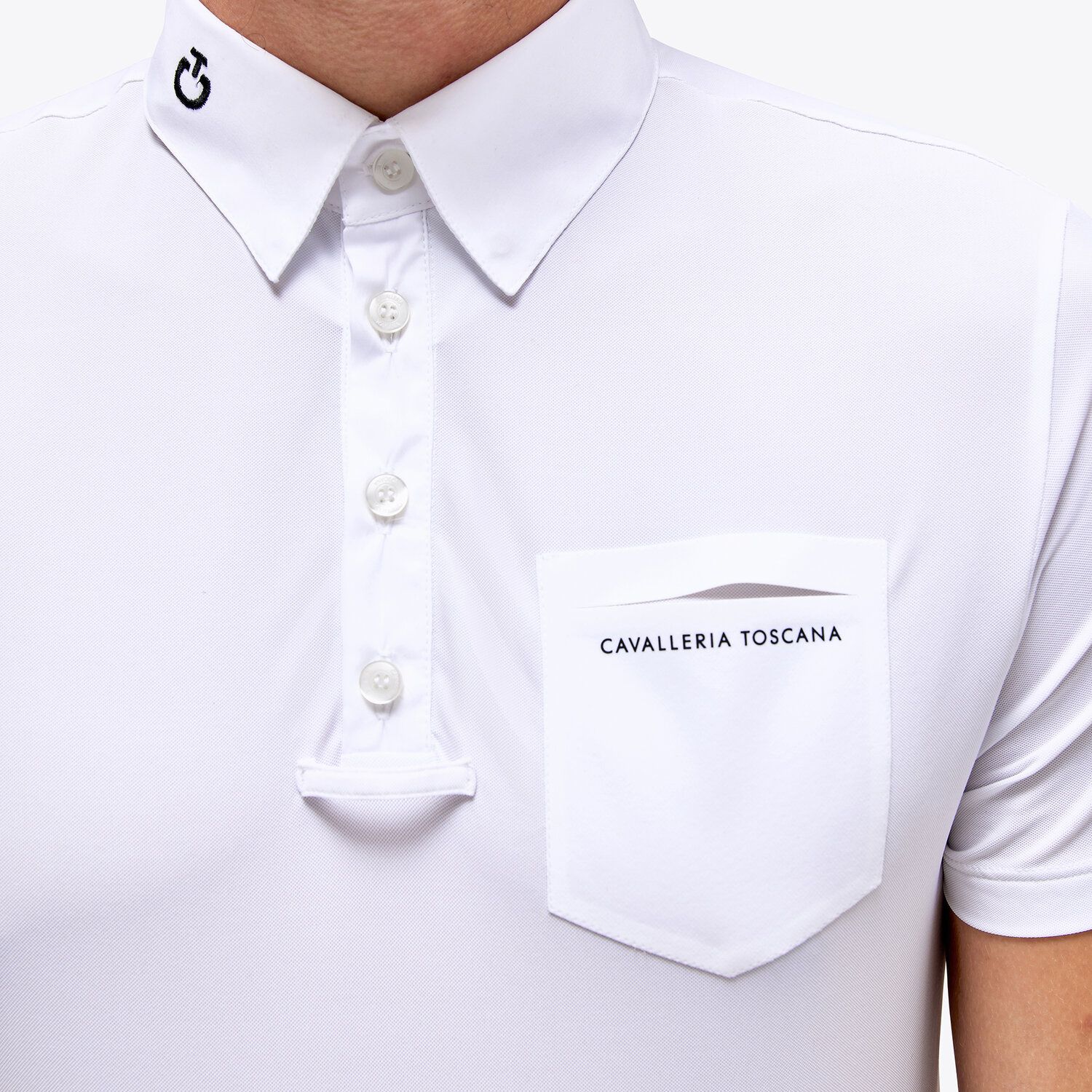 Cavalleria Toscana Men's polo shirt with buttons WHITE-4