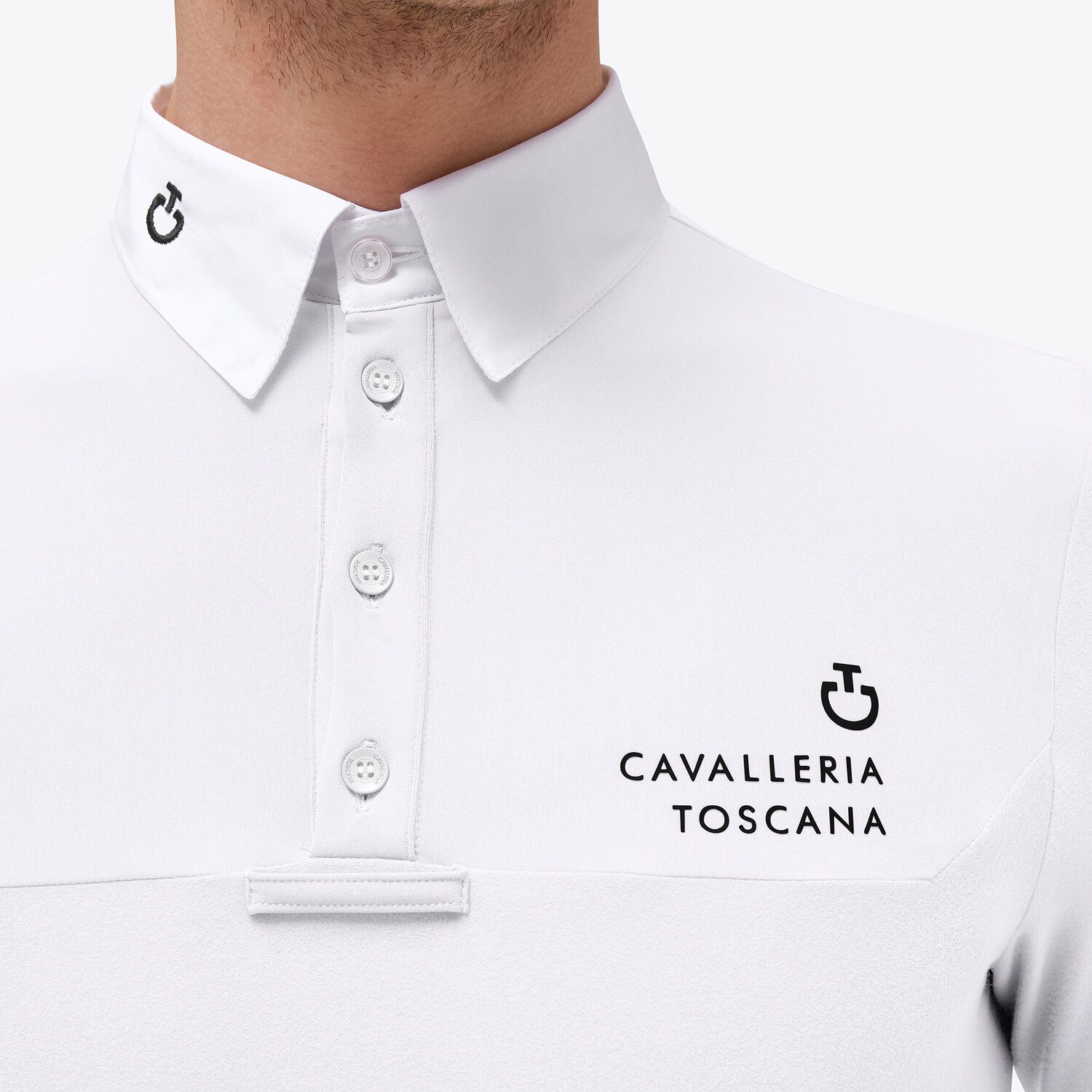 Cavalleria Toscana Men's competition polo shirt WHITE-3