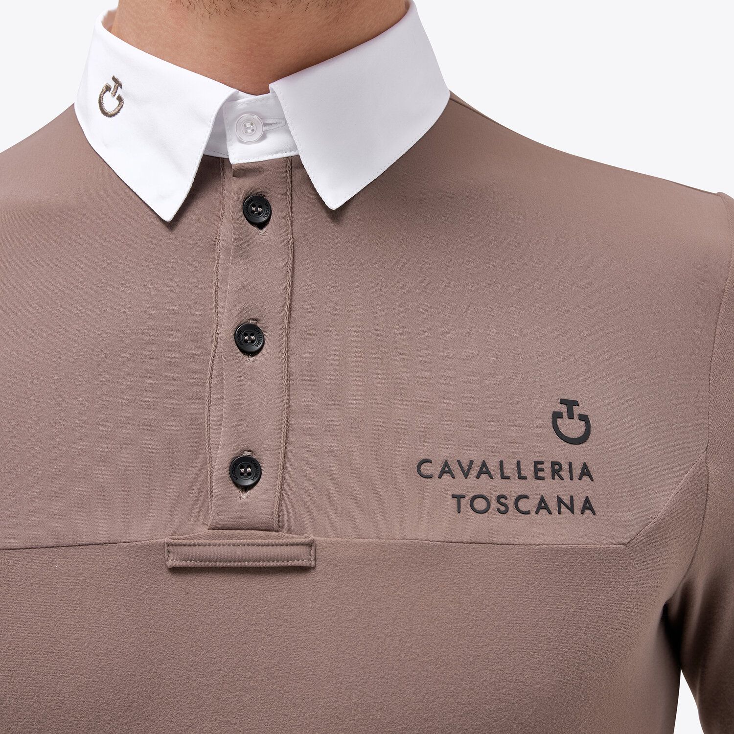 Cavalleria Toscana Men's competition polo shirt DARK CHOCOLATE-3
