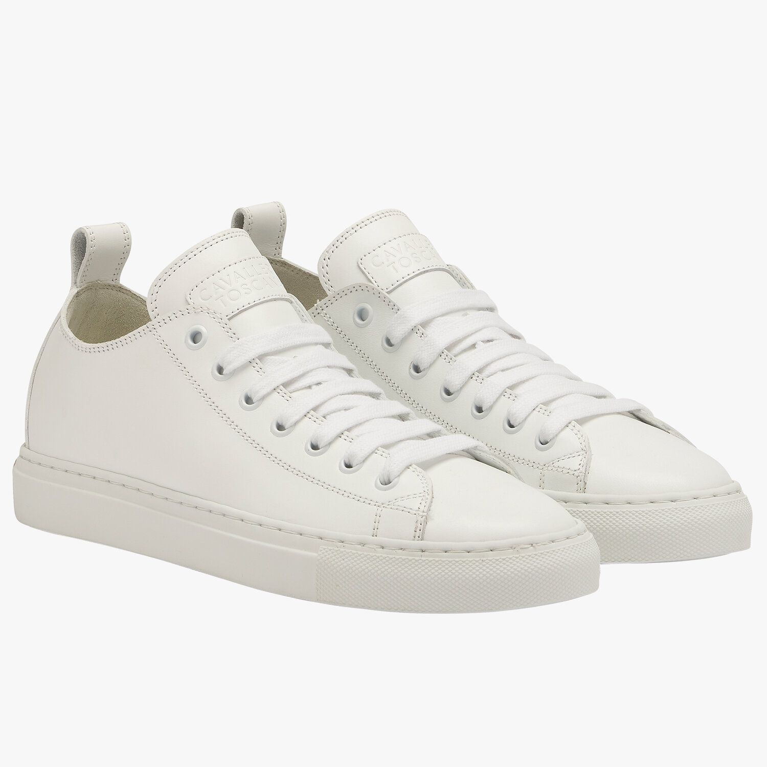 Cavalleria Toscana Leather lace-up sneakers with a cup sole WHITE-2