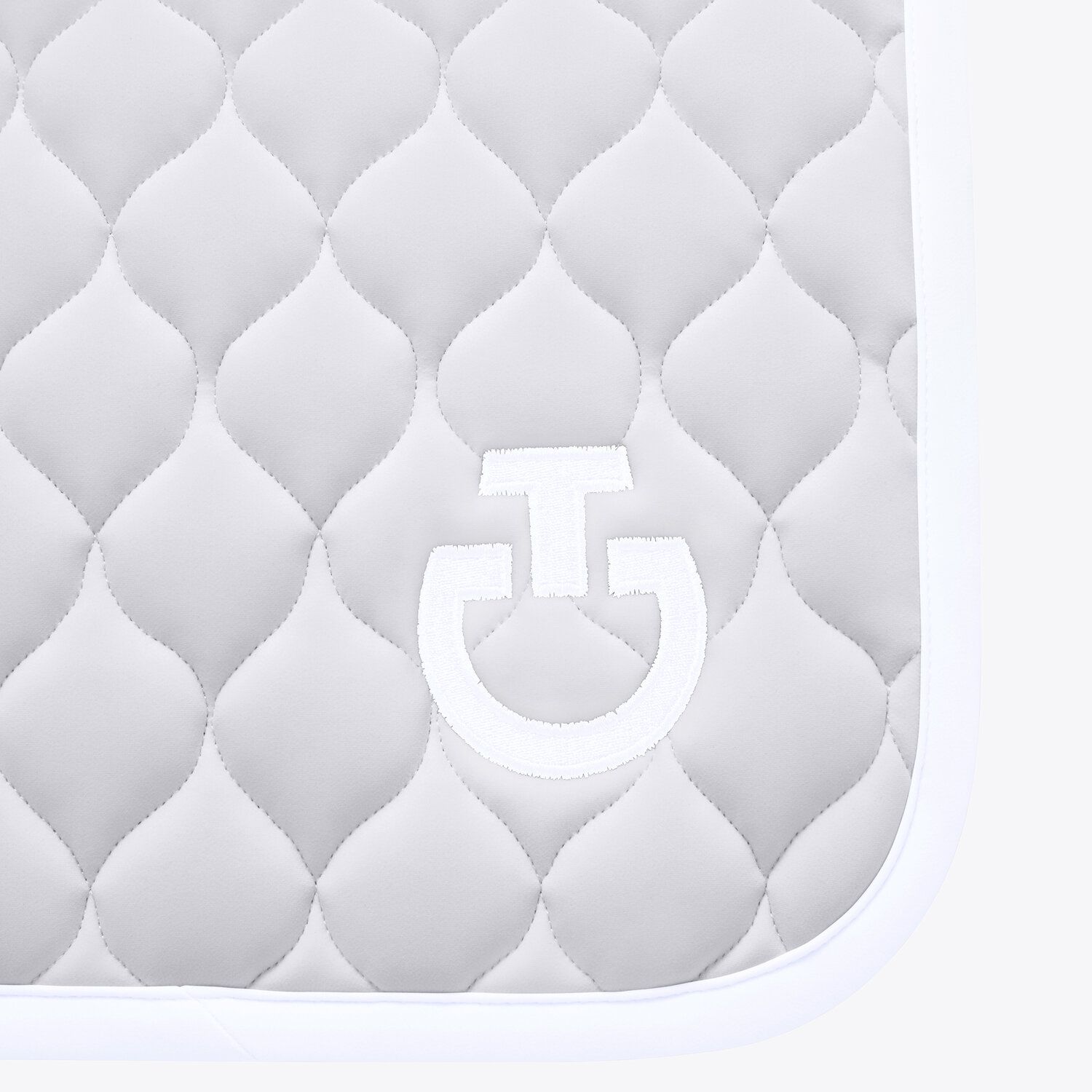 Cavalleria Toscana Circular-quilted jumping saddle pad PEARL GREY/WHITE-2