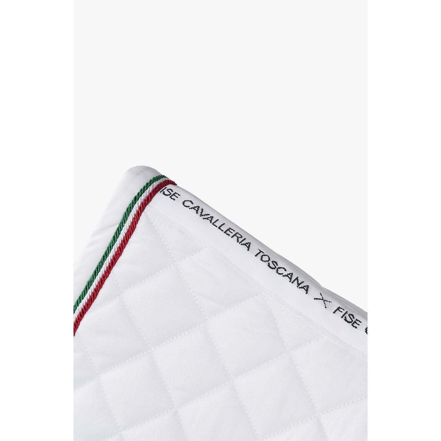 Cavalleria Toscana FISE jumping saddle pad with Italian flag piping WHITE-2