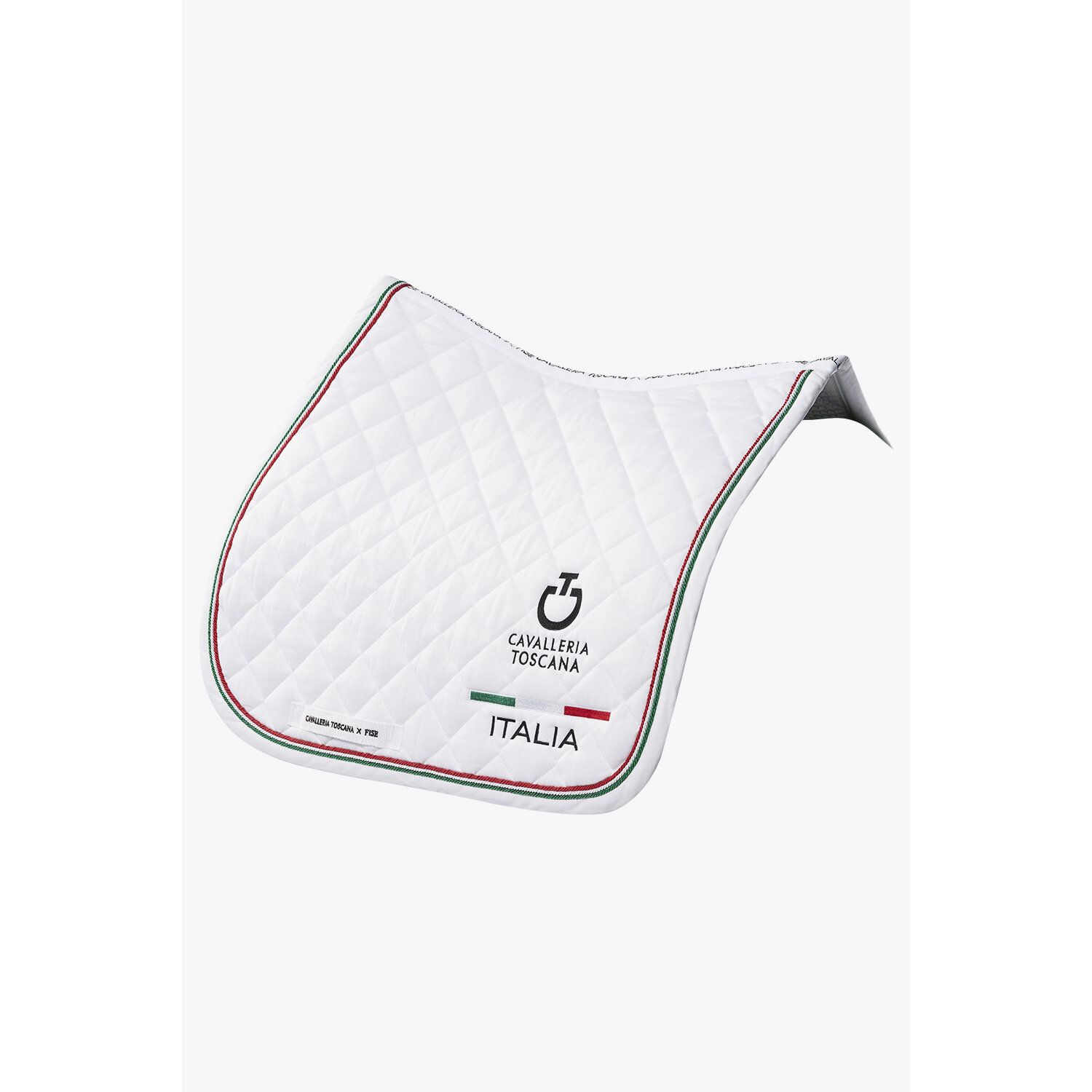 Cavalleria Toscana FISE jumping saddle pad with Italian flag piping WHITE-3