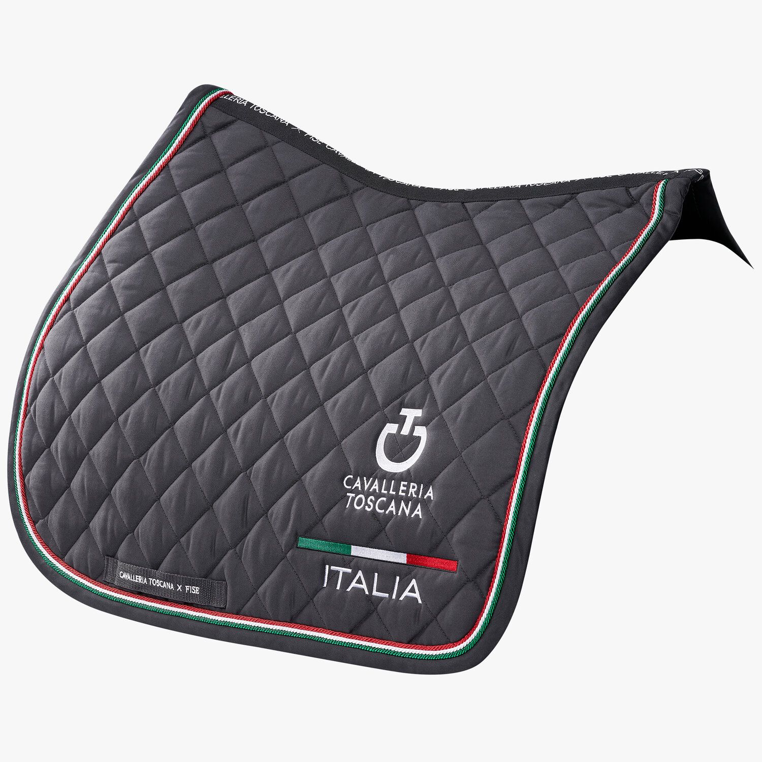 Cavalleria Toscana FISE jumping saddle pad with Italian flag piping GREY-3