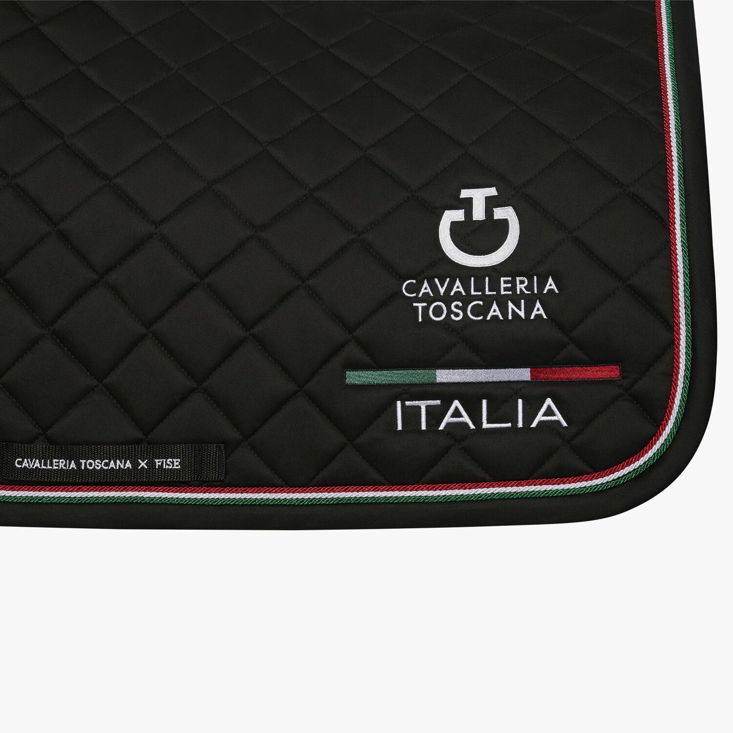Cavalleria Toscana FISE jumping saddle pad with Italian flag piping BLACK-3