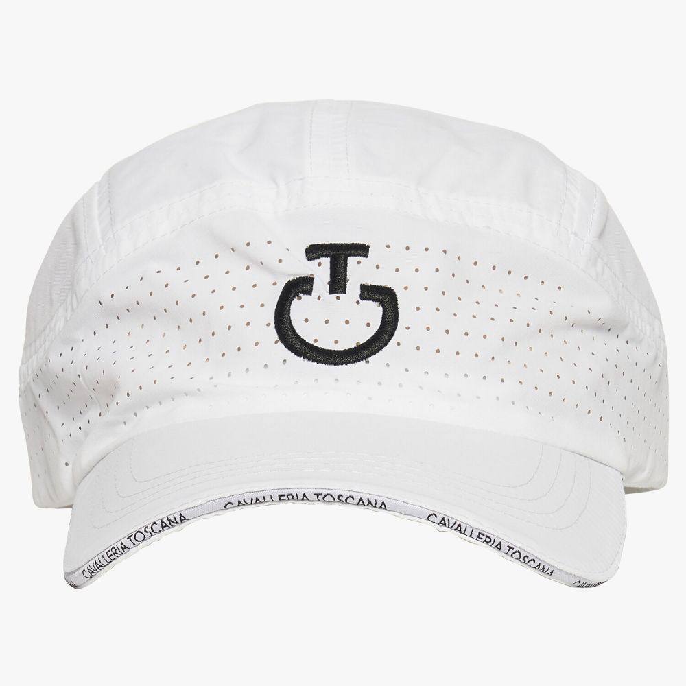 Nylon cap with a perforated panel and embroidered logo