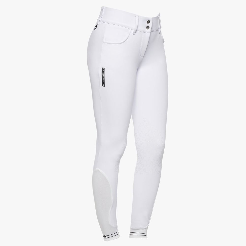 Women`s jumping breeches with perforated logo tape