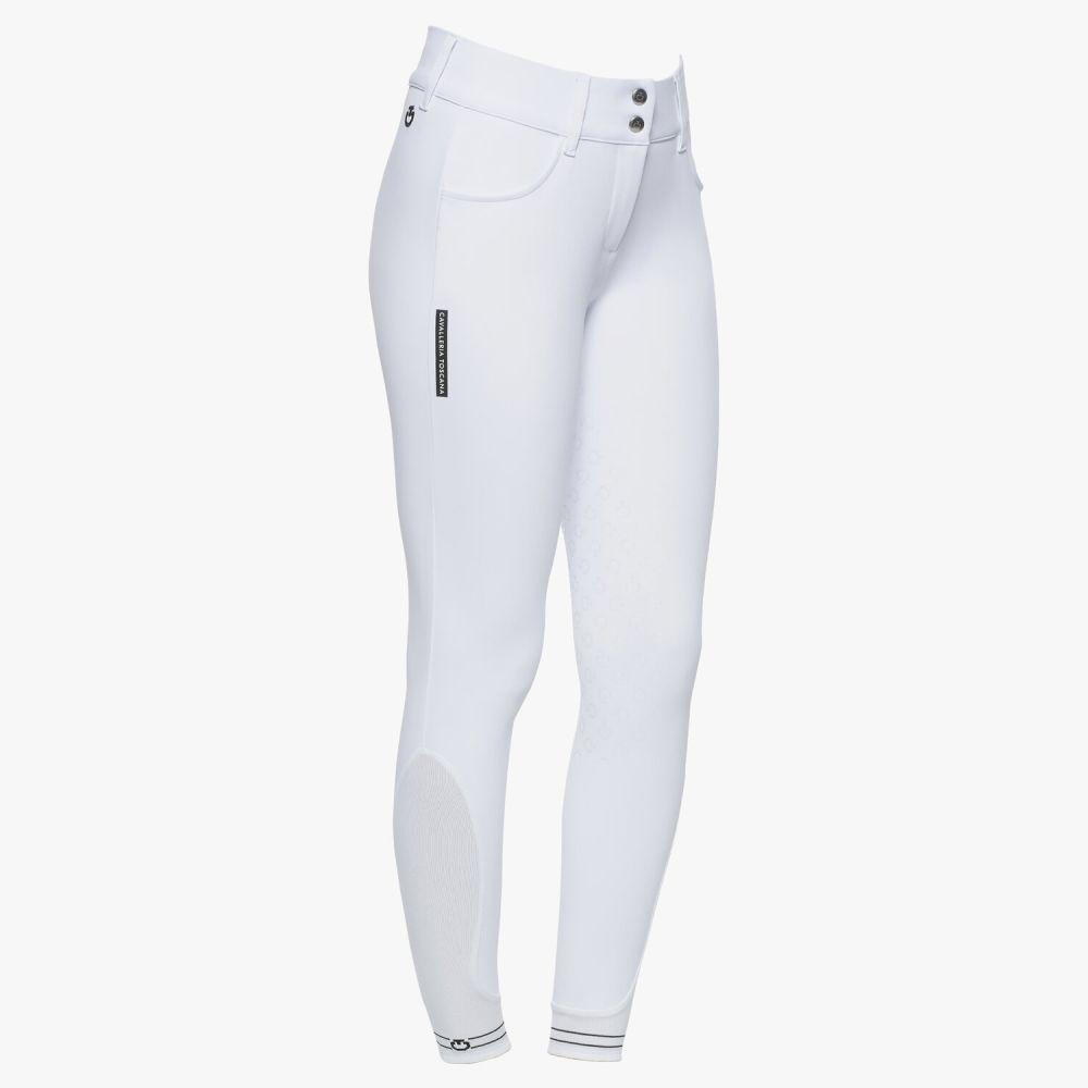 Women`s dressage breeches with perforated logo tape