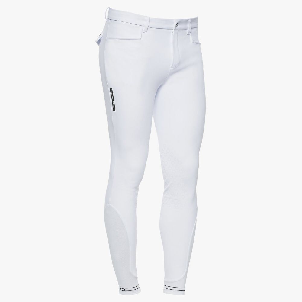 Men`s knee grip breeches with perforated logo tape