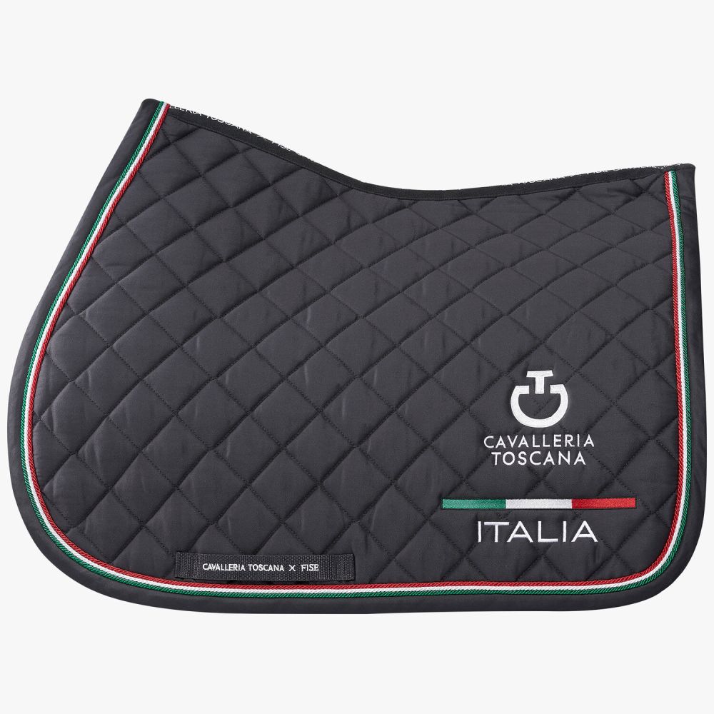 FISE jumping saddle pad with Italian flag piping
